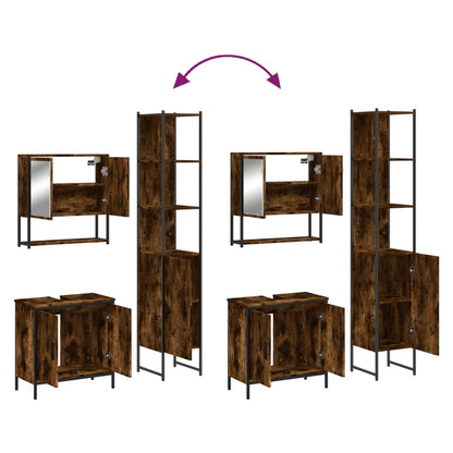 Set Mobili da Bagno 3 pz Rovere Fumo in Legno Multistrato | homemem39