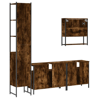 Set Mobili da Bagno 4 pz Rovere Fumo in Legno Multistrato | homemem39