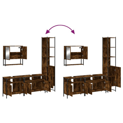 Set Mobili da Bagno 4 pz Rovere Fumo in Legno Multistrato
