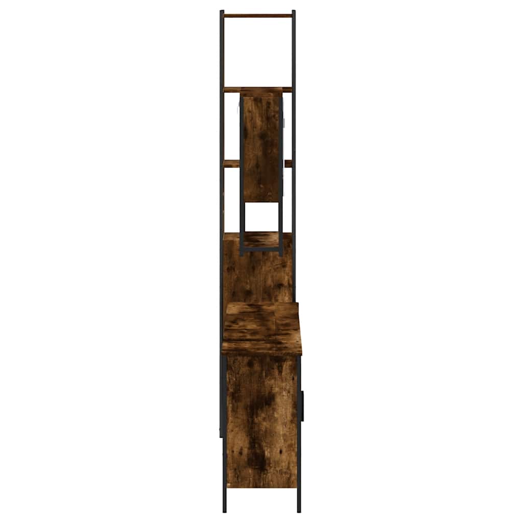 Set Mobili da Bagno 4 pz Rovere Fumo in Legno Multistrato
