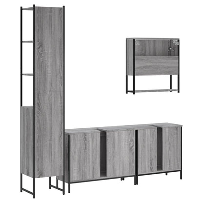 Set Mobili da Bagno 4 pz Grigio Sonoma in Legno Multistrato | homemem39