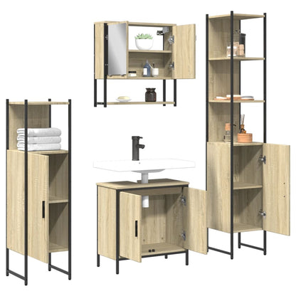 Set Mobili da Bagno 4 pz Rovere Fumo in Legno Multistrato | homemem39