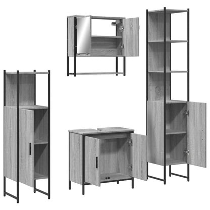 Set Mobili da Bagno 4 pz Grigio Sonoma in Legno Multistrato | homemem39