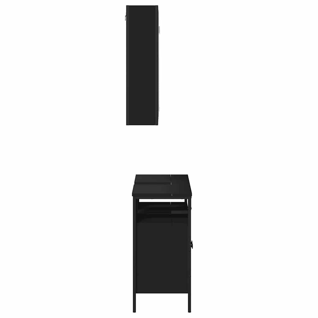Set Mobili da Bagno 2 pz Nero in Legno Multistrato | homemem39