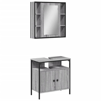 Set Mobili da Bagno 2 pz Grigio Sonoma in Legno Multistrato | homemem39
