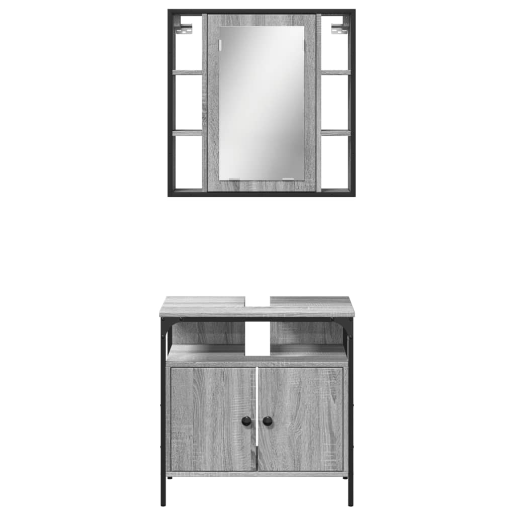 Set Mobili da Bagno 2 pz Grigio Sonoma in Legno Multistrato | homemem39