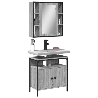 Set Mobili da Bagno 2 pz Grigio Sonoma in Legno Multistrato | homemem39