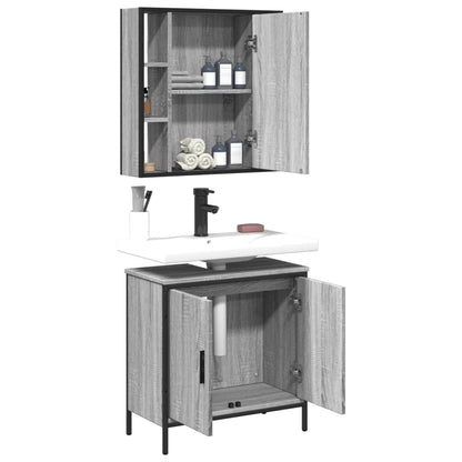 Set Mobili da Bagno 2 pz Grigio Sonoma in Legno Multistrato
