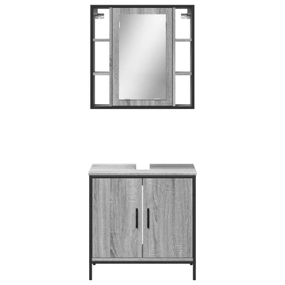 Set Mobili da Bagno 2 pz Grigio Sonoma in Legno Multistrato | homemem39