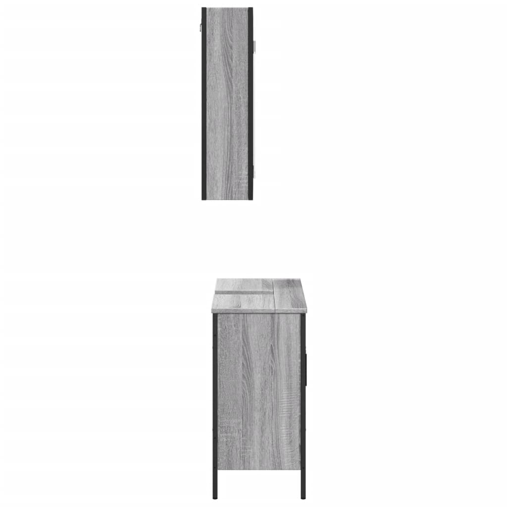 Set Mobili da Bagno 2 pz Grigio Sonoma in Legno Multistrato | homemem39