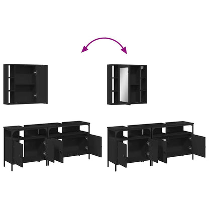 Set di Mobili da Bagno 3 pz Nero in Legno Multistrato | homemem39