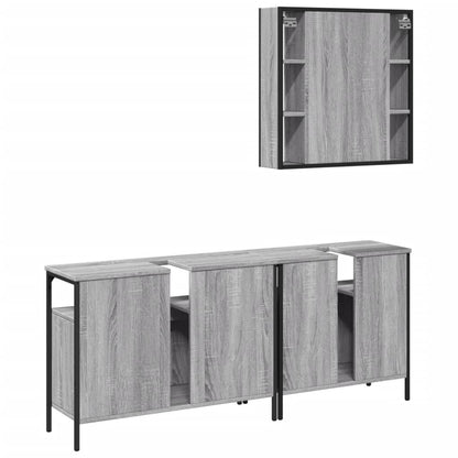 Set Mobili da Bagno 3 pz Grigio Sonoma in Legno Multistrato | homemem39