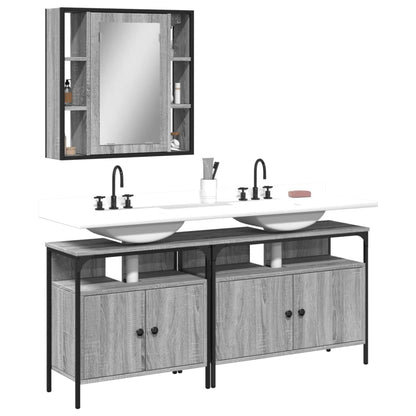 Set Mobili da Bagno 3 pz Grigio Sonoma in Legno Multistrato | homemem39