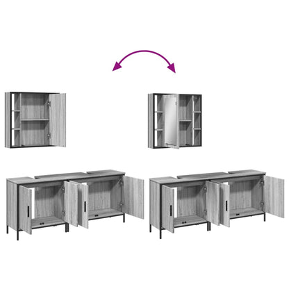 Set Mobili da Bagno 3 pz Grigio Sonoma in Legno Multistrato | homemem39