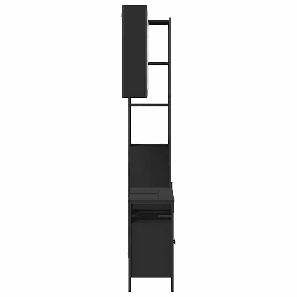 Set di Mobili da Bagno 3 pz Nero in Legno Multistrato | homemem39