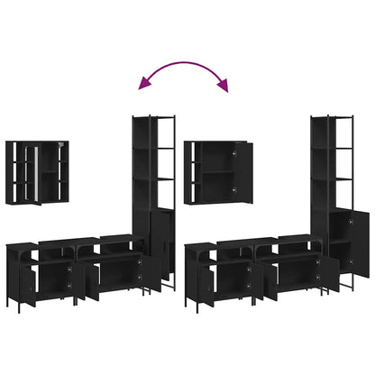 Set Mobili da Bagno 4 pz Nero in Legno Multistrato | homemem39