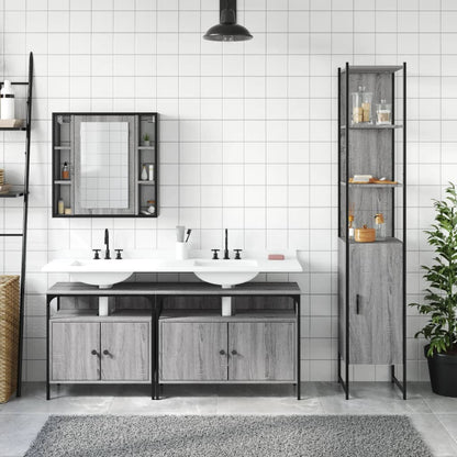 Set Mobili da Bagno 4 pz Grigio Sonoma in Legno Multistrato | homemem39