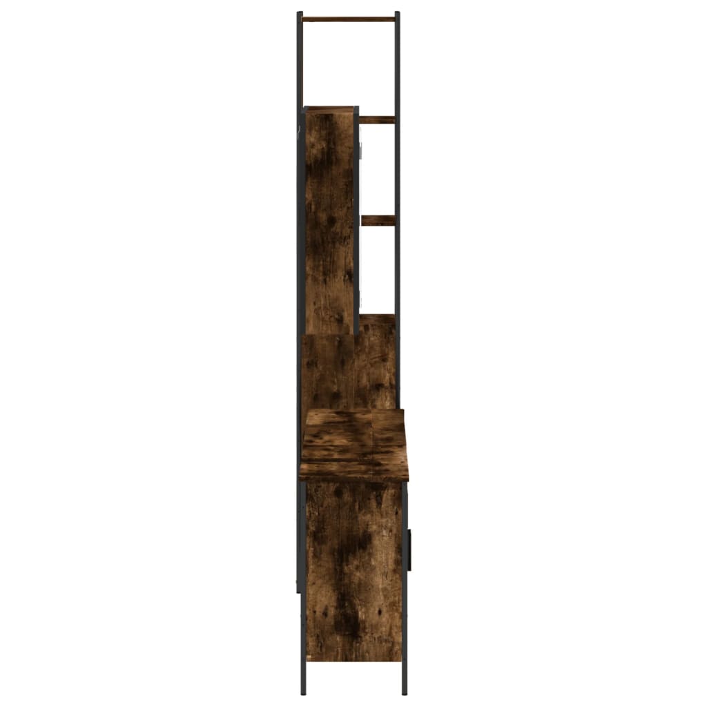 Set Mobili da Bagno 4 pz Rovere Fumo in Legno Multistrato