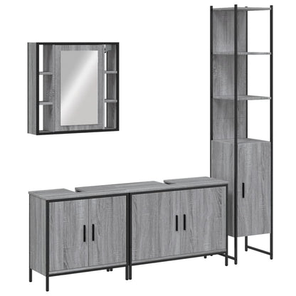 Set Mobili da Bagno 4 pz Grigio Sonoma in Legno Multistrato | homemem39