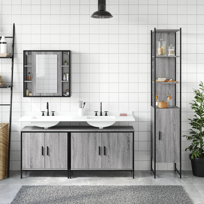 Set Mobili da Bagno 4 pz Grigio Sonoma in Legno Multistrato