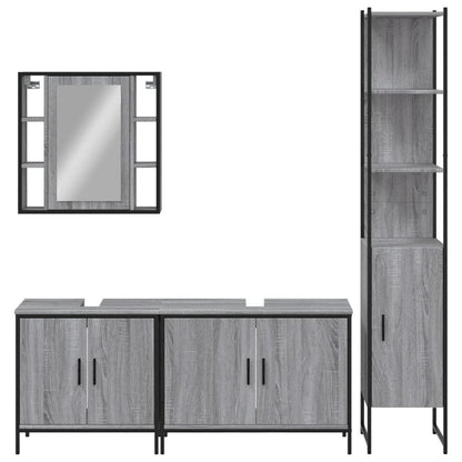 Set Mobili da Bagno 4 pz Grigio Sonoma in Legno Multistrato | homemem39