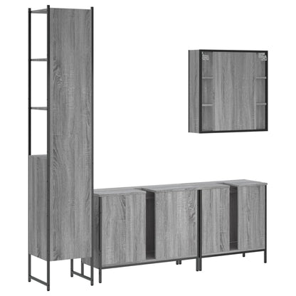 Set Mobili da Bagno 4 pz Grigio Sonoma in Legno Multistrato | homemem39