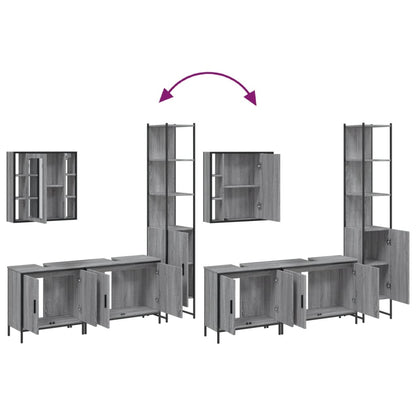 Set Mobili da Bagno 4 pz Grigio Sonoma in Legno Multistrato
