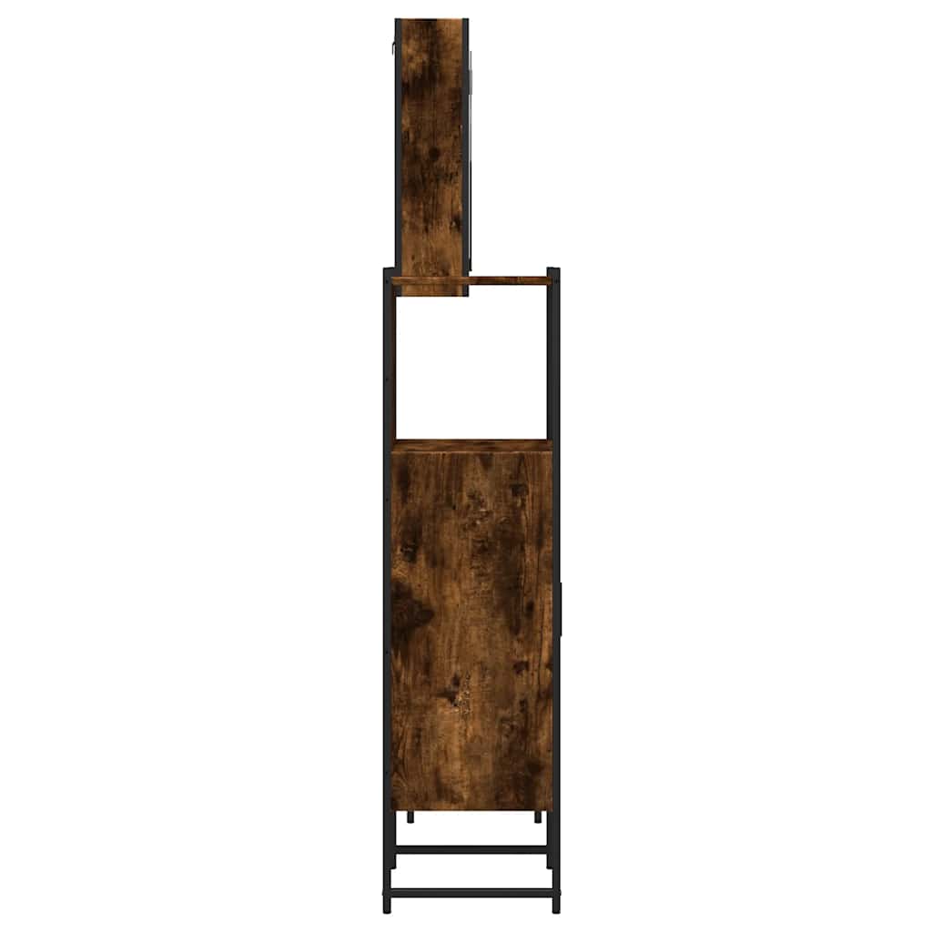 Set Mobili da Bagno 3 pz Rovere Fumo in Legno Multistrato