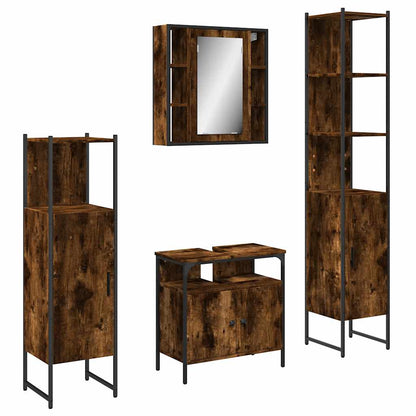 Set Mobili da Bagno 4 pz Rovere Fumo in Legno Multistrato
