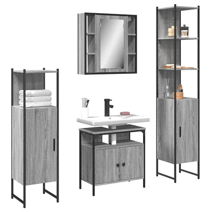Set Mobili da Bagno 4 pz Grigio Sonoma in Legno Multistrato | homemem39