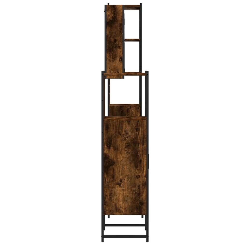 Set Mobili da Bagno 4 pz Rovere Fumo in Legno Multistrato