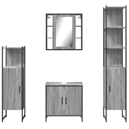 Set Mobili da Bagno 4 pz Grigio Sonoma in Legno Multistrato | homemem39