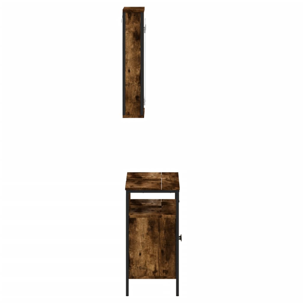 Set Mobili da Bagno 2 pz Rovere Fumo in Legno Multistrato | homemem39