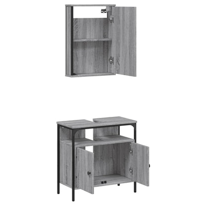 Set Mobili da Bagno 2 pz Grigio Sonoma in Legno Multistrato | homemem39
