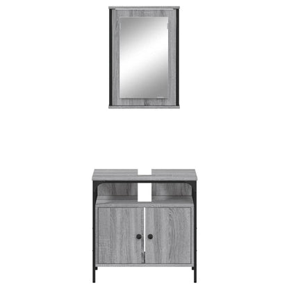Set Mobili da Bagno 2 pz Grigio Sonoma in Legno Multistrato | homemem39