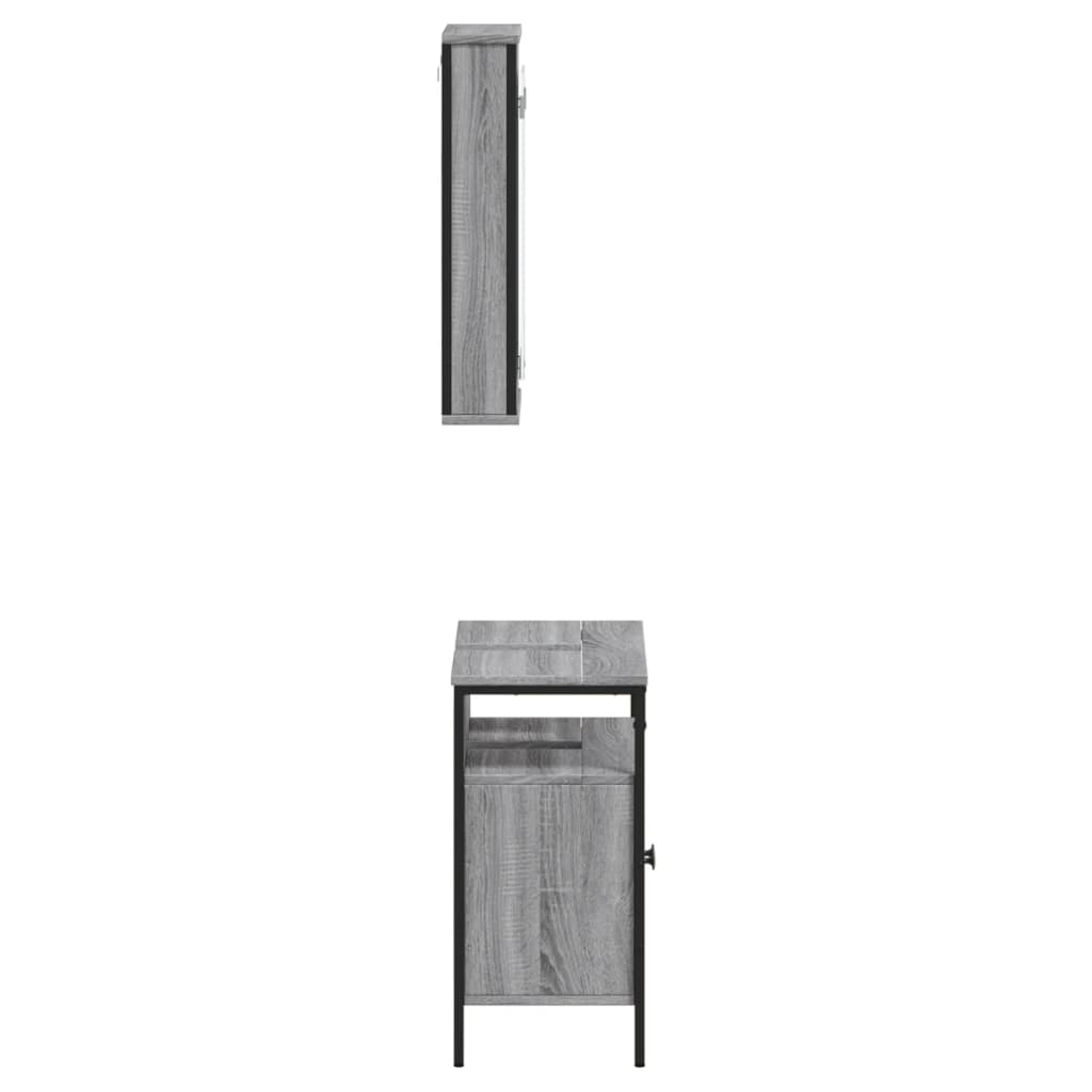 Set Mobili da Bagno 2 pz Grigio Sonoma in Legno Multistrato | homemem39