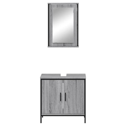 Set Mobili da Bagno 2 pz Grigio Sonoma in Legno Multistrato | homemem39