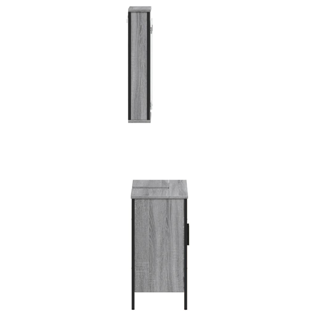 Set Mobili da Bagno 2 pz Grigio Sonoma in Legno Multistrato