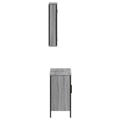 Set Mobili da Bagno 2 pz Grigio Sonoma in Legno Multistrato