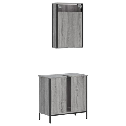 Set Mobili da Bagno 2 pz Grigio Sonoma in Legno Multistrato | homemem39
