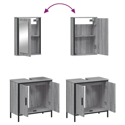 Set Mobili da Bagno 2 pz Grigio Sonoma in Legno Multistrato