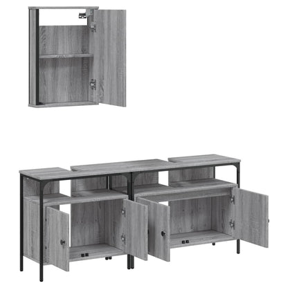 Set Mobili da Bagno 3 pz Grigio Sonoma in Legno Multistrato | homemem39
