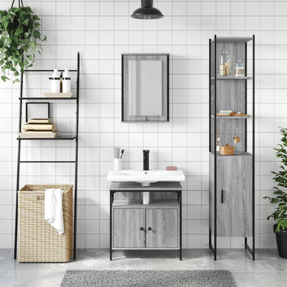 Set Mobili da Bagno 3 pz Grigio Sonoma in Legno Multistrato | homemem39