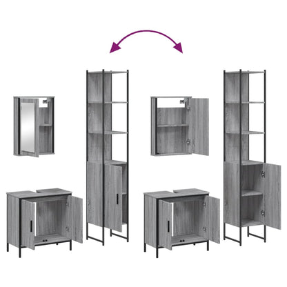 Set Mobili da Bagno 3 pz Grigio Sonoma in Legno Multistrato | homemem39