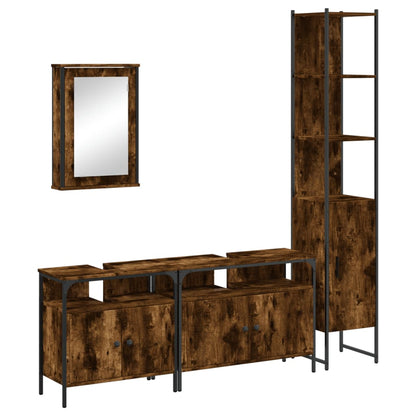Set Mobili da Bagno 4 pz Rovere Fumo in Legno Multistrato | homemem39