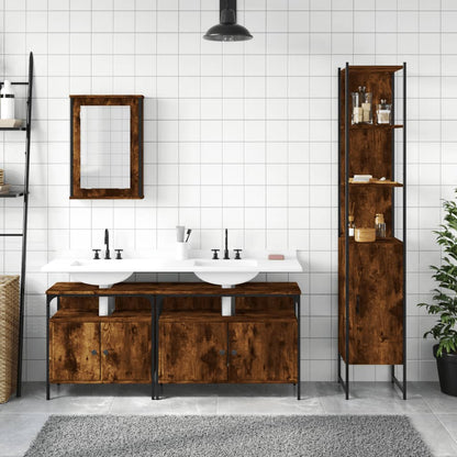 Set Mobili da Bagno 4 pz Rovere Fumo in Legno Multistrato | homemem39