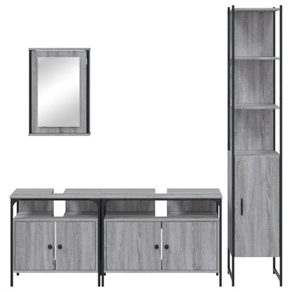 Set Mobili da Bagno 4 pz Grigio Sonoma in Legno Multistrato | homemem39