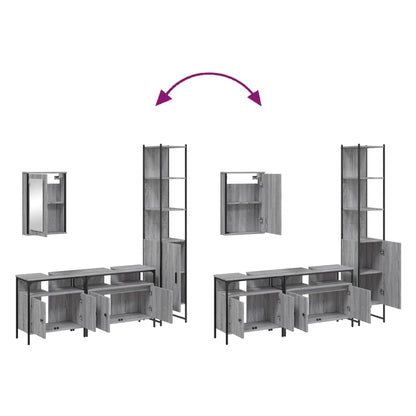 Set Mobili da Bagno 4 pz Grigio Sonoma in Legno Multistrato | homemem39