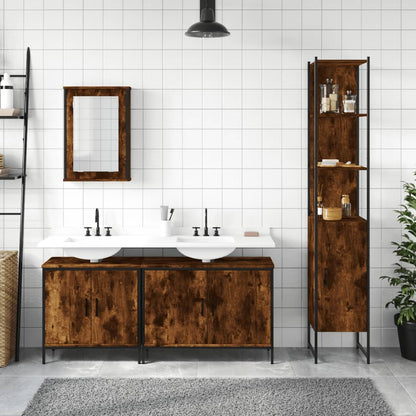Set Mobili da Bagno 4 pz Rovere Fumo in Legno Multistrato | homemem39