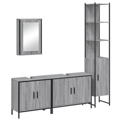 Set Mobili da Bagno 4 pz Grigio Sonoma in Legno Multistrato | homemem39